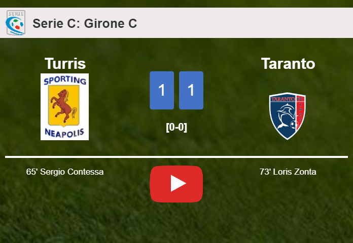 Turris and Taranto draw 1-1 on Sunday. HIGHLIGHTS