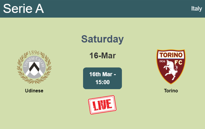 How to watch Udinese vs. Torino on live stream and at what time