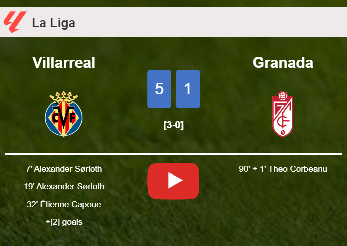 Villarreal annihilates Granada 5-1 playing a great match. HIGHLIGHTS