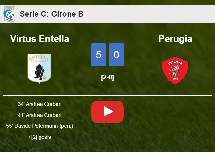 Virtus Entella wipes out Perugia 5-0 with an outstanding performance. HIGHLIGHTS