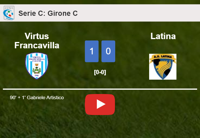 Virtus Francavilla defeats Latina 1-0 with a late goal scored by G. Artistico. HIGHLIGHTS