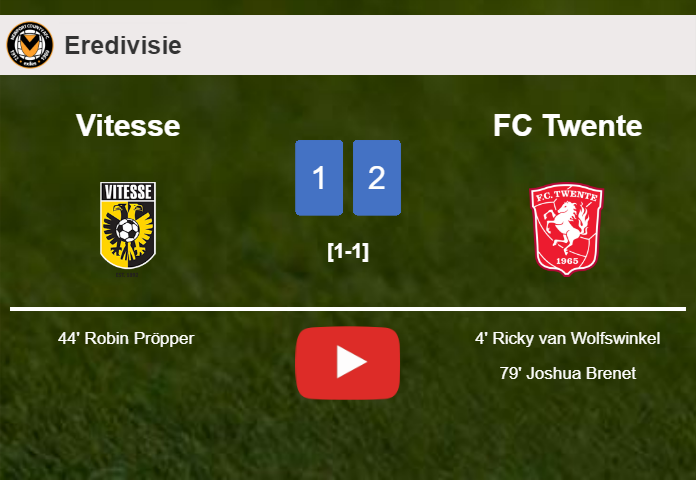 FC Twente overcomes Vitesse 2-1. HIGHLIGHTS