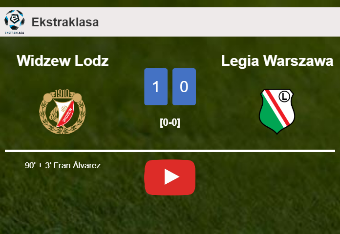 Widzew Lodz prevails over Legia Warszawa 1-0 with a late goal scored by F. Álvarez. HIGHLIGHTS