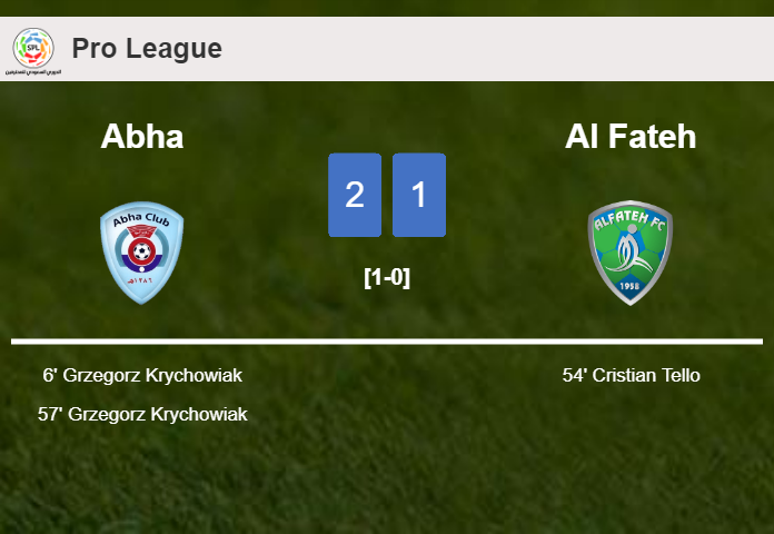 Abha beats Al Fateh 2-1 with G. Krychowiak scoring 2 goals