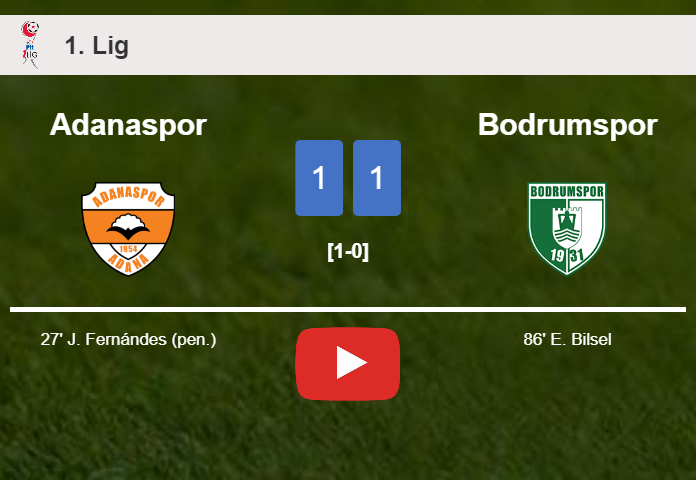 Bodrumspor snatches a draw against Adanaspor. HIGHLIGHTS