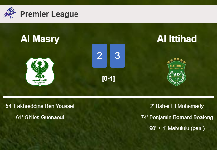 Al Ittihad overcomes Al Masry after recovering from a 2-1 deficit