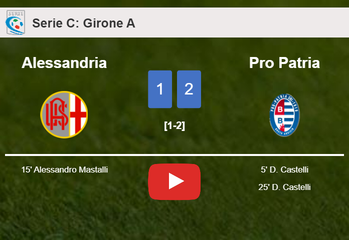 Pro Patria conquers Alessandria 2-1 with D. Castelli scoring a double. HIGHLIGHTS