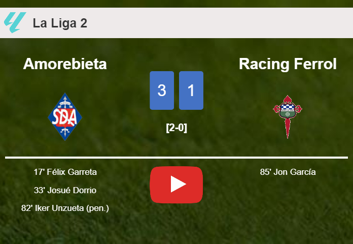 Amorebieta beats Racing Ferrol 3-1. HIGHLIGHTS
