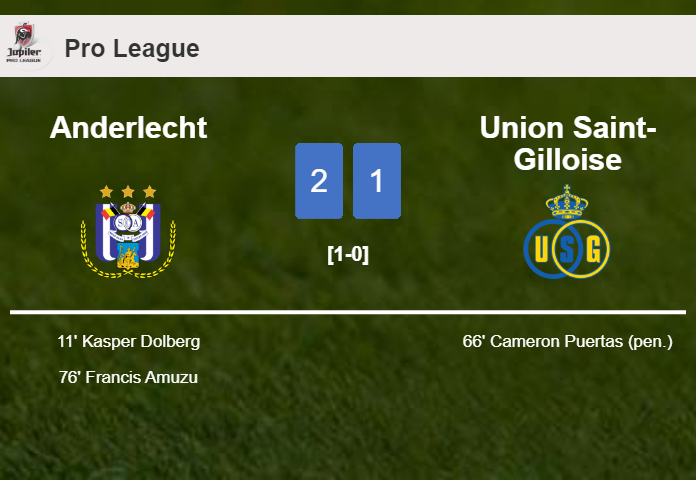 Anderlecht tops Union Saint-Gilloise 2-1