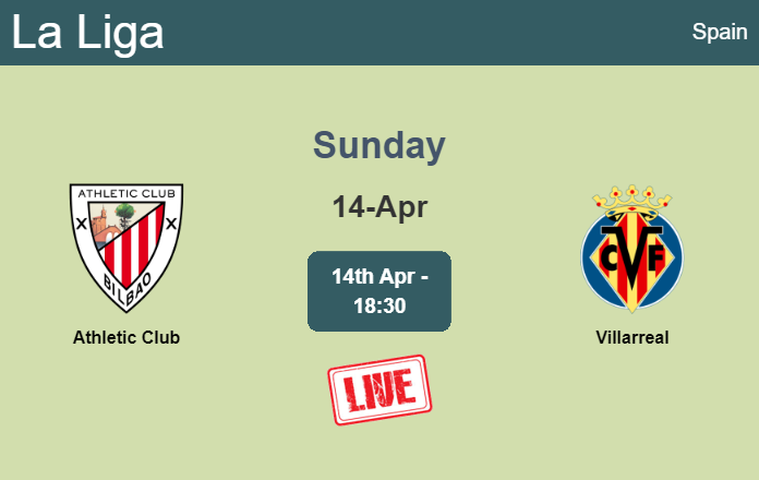 How to watch Athletic Club vs. Villarreal on live stream and at what time