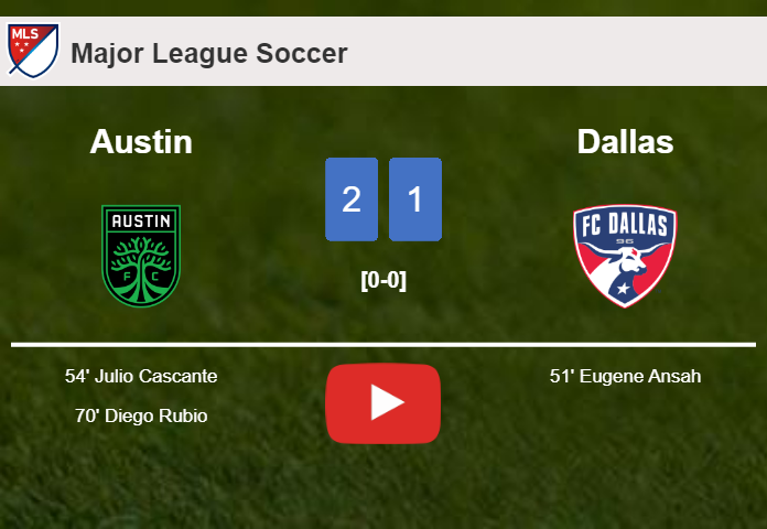 Austin recovers a 0-1 deficit to overcome Dallas 2-1. HIGHLIGHTS