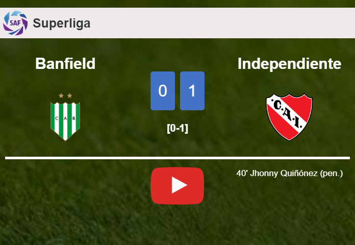 Independiente overcomes Banfield 1-0 with a goal scored by J. Quiñónez. HIGHLIGHTS