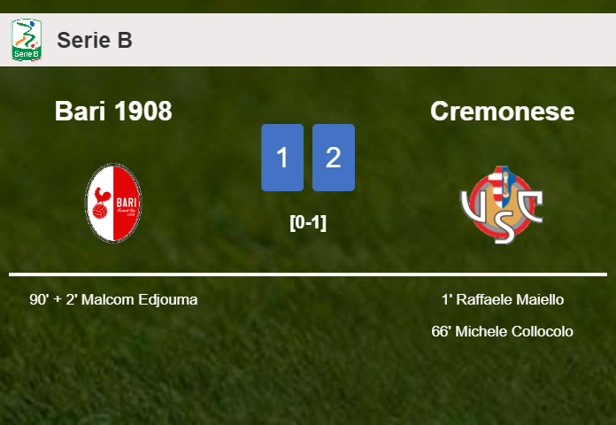 Cremonese clutches a 2-1 win against Bari 1908