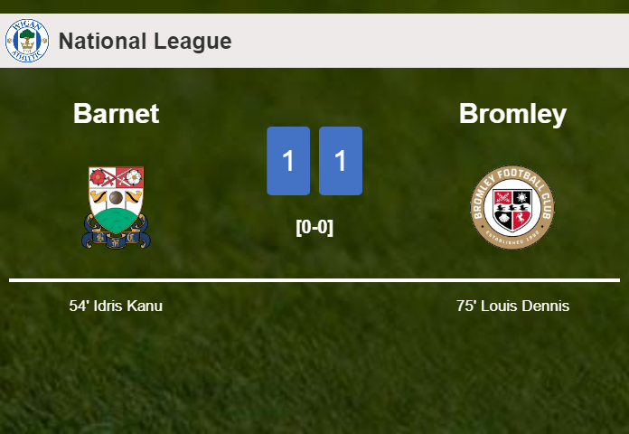 Barnet and Bromley draw 1-1 on Tuesday