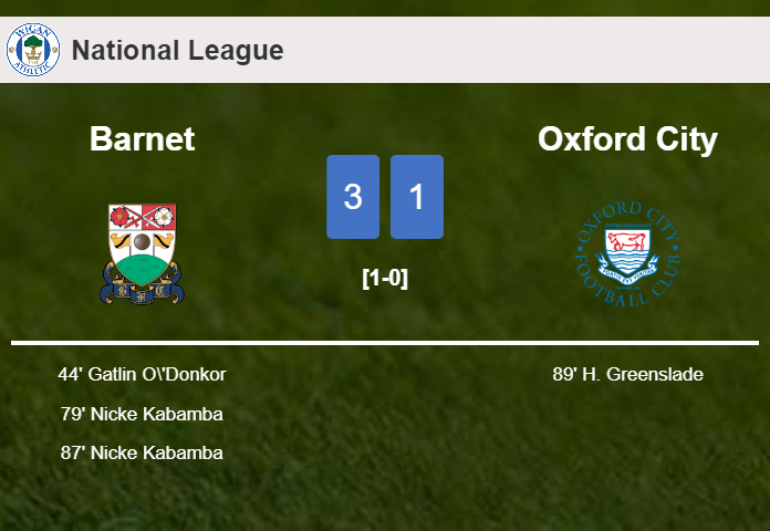 Barnet prevails over Oxford City 3-1