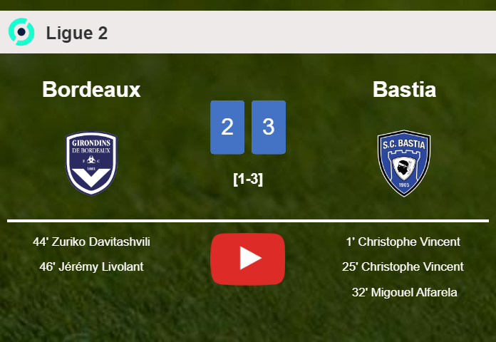 Bastia conquers Bordeaux 3-2. HIGHLIGHTS