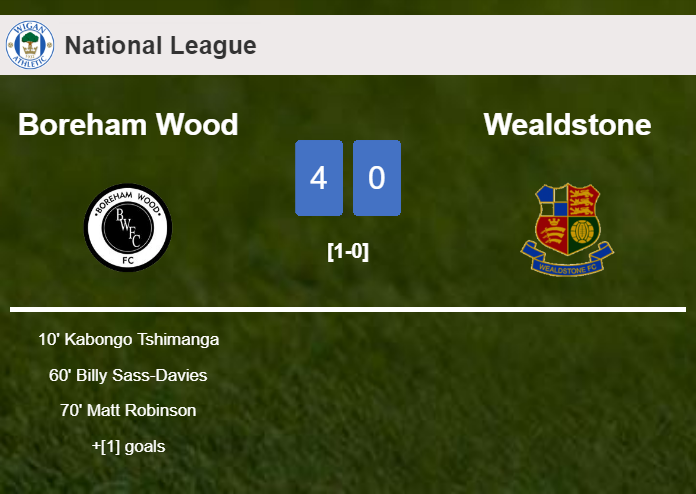 Boreham Wood destroys Wealdstone 4-0 with a great performance