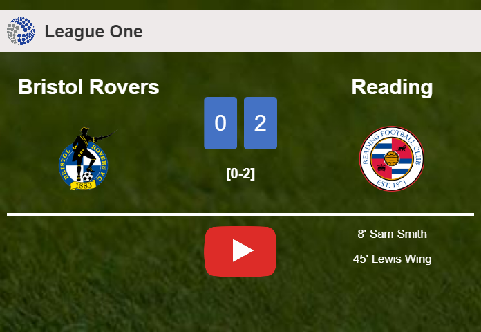Reading tops Bristol Rovers 2-0 on Tuesday. HIGHLIGHTS