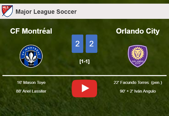CF Montréal and Orlando City draw 2-2 on Saturday. HIGHLIGHTS
