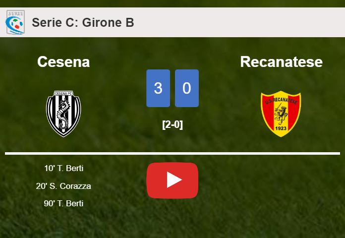 Cesena beats Recanatese 3-0. HIGHLIGHTS