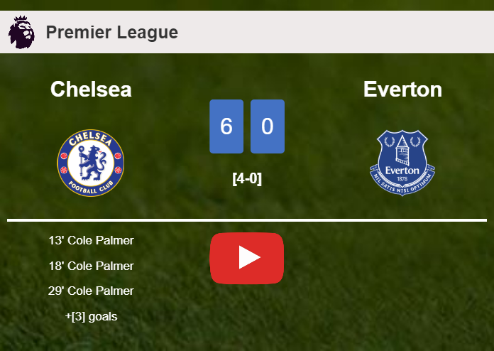 Chelsea crushes Everton 6-0 with a superb match. HIGHLIGHTS