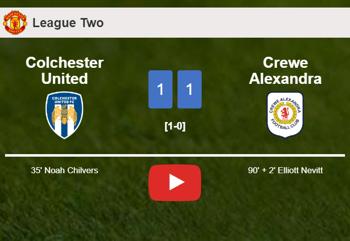 Crewe Alexandra clutches a draw against Colchester United. HIGHLIGHTS