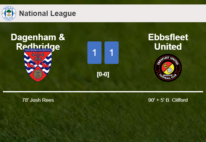 Ebbsfleet United steals a draw against Dagenham & Redbridge