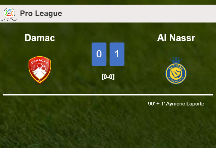 Al Nassr overcomes Damac 1-0 with a late goal scored by A. Laporte