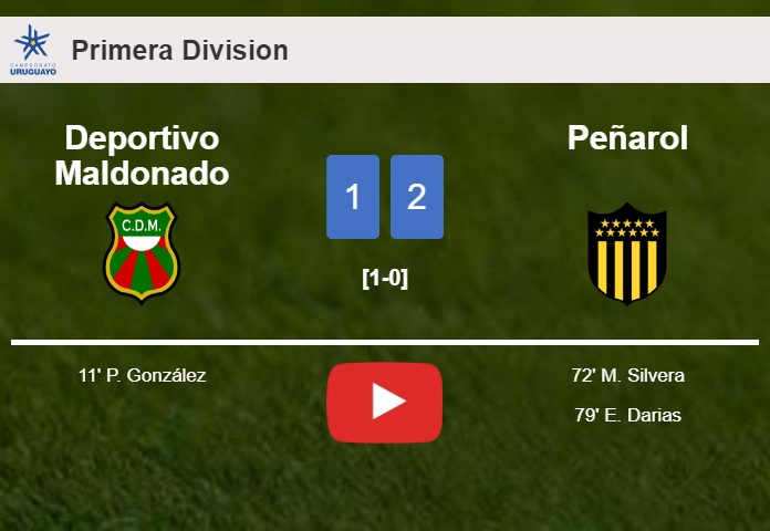 Peñarol recovers a 0-1 deficit to top Deportivo Maldonado 2-1. HIGHLIGHTS