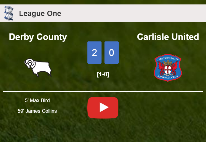 Derby County surprises Carlisle United with a 2-0 win. HIGHLIGHTS