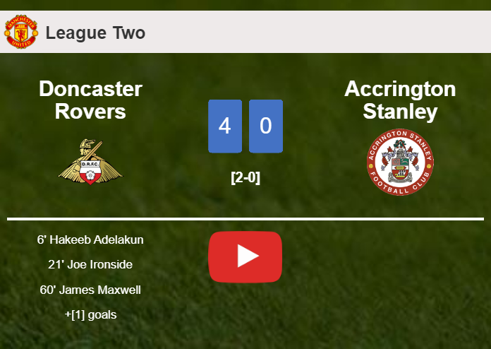 Doncaster Rovers demolishes Accrington Stanley 4-0 with a superb match. HIGHLIGHTS