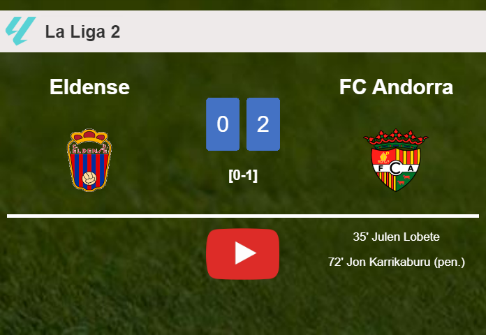 FC Andorra prevails over Eldense 2-0 on Saturday. HIGHLIGHTS
