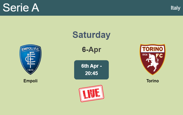 How to watch Empoli vs. Torino on live stream and at what time