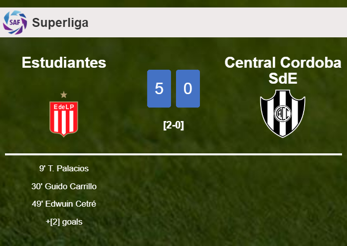 Estudiantes obliterates Central Cordoba SdE 5-0 with a superb performance