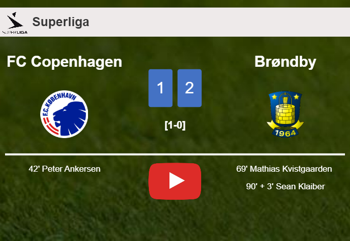 Brøndby recovers a 0-1 deficit to top FC Copenhagen 2-1. HIGHLIGHTS