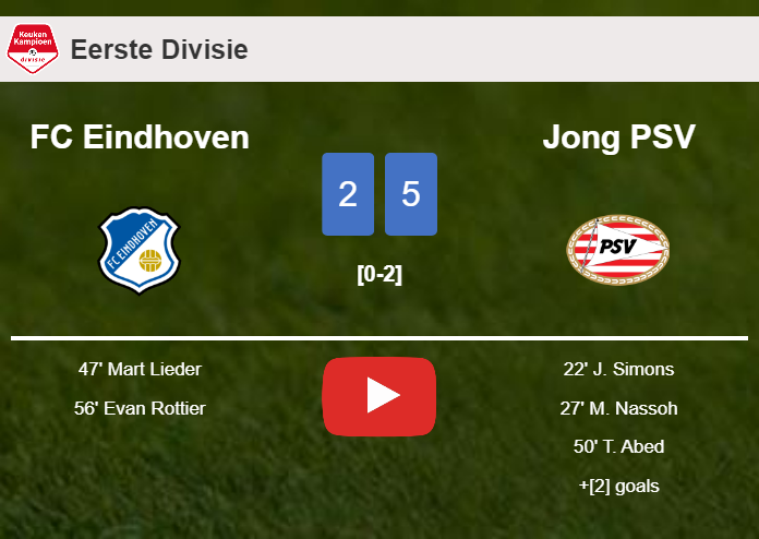 Jong PSV tops FC Eindhoven 5-2 after playing a incredible match. HIGHLIGHTS