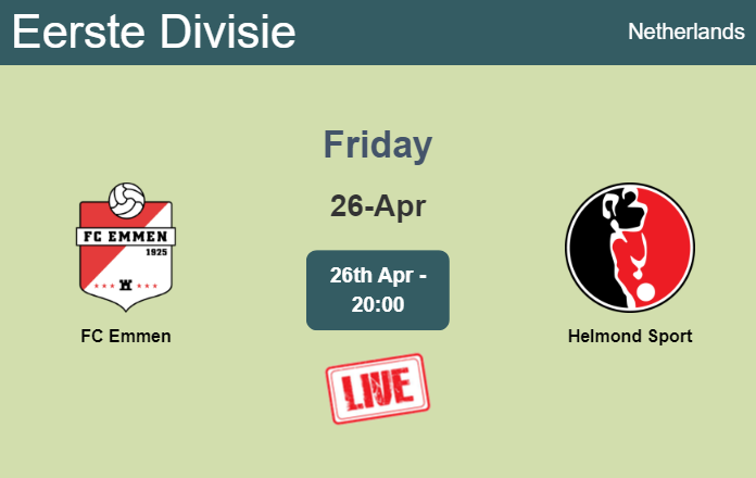 How to watch FC Emmen vs. Helmond Sport on live stream and at what time