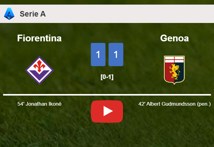 Fiorentina and Genoa draw 1-1 on Monday. HIGHLIGHTS