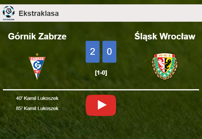 K. Lukoszek scores a double to give a 2-0 win to Górnik Zabrze over Śląsk Wrocław. HIGHLIGHTS
