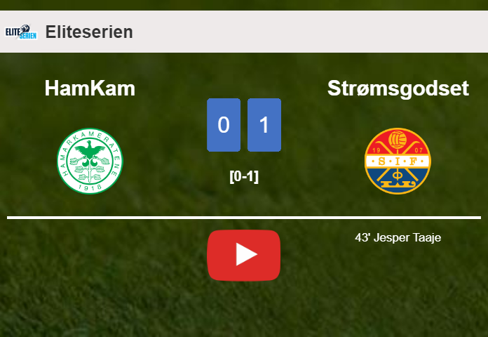 Strømsgodset beats HamKam 1-0 with a goal scored by J. Taaje. HIGHLIGHTS
