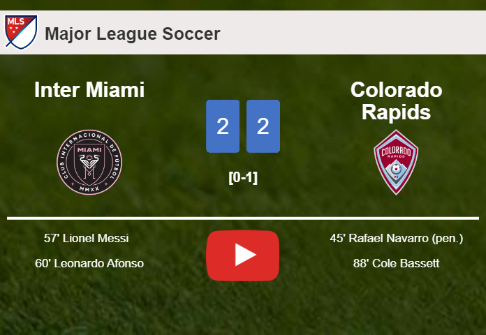 Inter Miami and Colorado Rapids draw 2-2 on Saturday. HIGHLIGHTS
