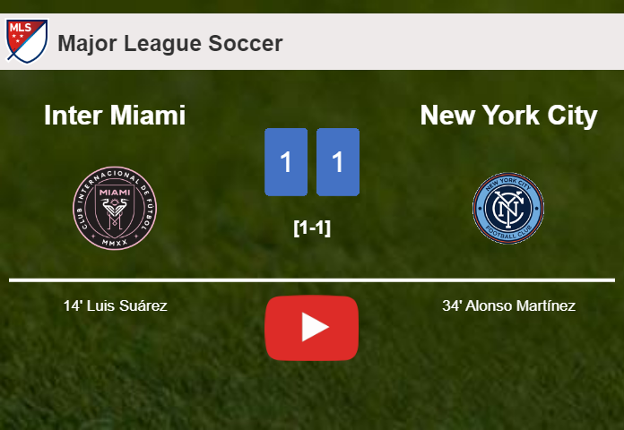 Inter Miami and New York City draw 1-1 on Saturday. HIGHLIGHTS