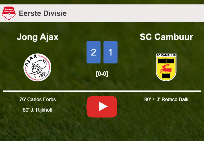 Jong Ajax seizes a 2-1 win against SC Cambuur. HIGHLIGHTS