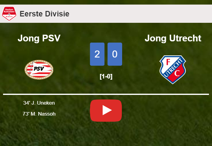 Jong PSV conquers Jong Utrecht 2-0 on Monday. HIGHLIGHTS