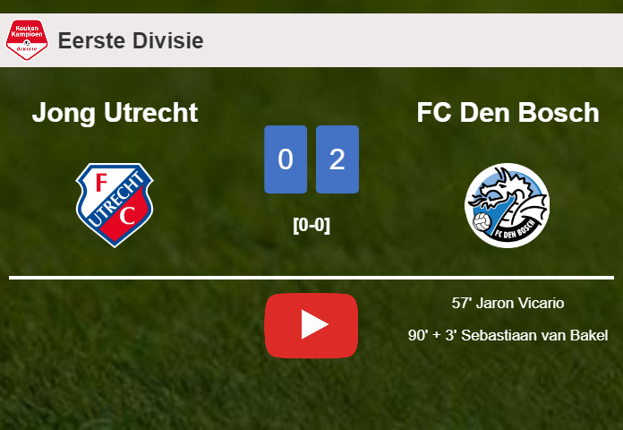 FC Den Bosch prevails over Jong Utrecht 2-0 on Monday. HIGHLIGHTS