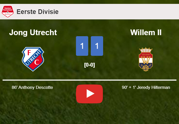 Willem II seizes a draw against Jong Utrecht. HIGHLIGHTS