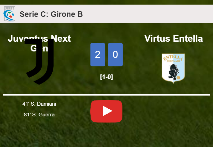 Juventus Next Gen beats Virtus Entella 2-0 on Wednesday. HIGHLIGHTS