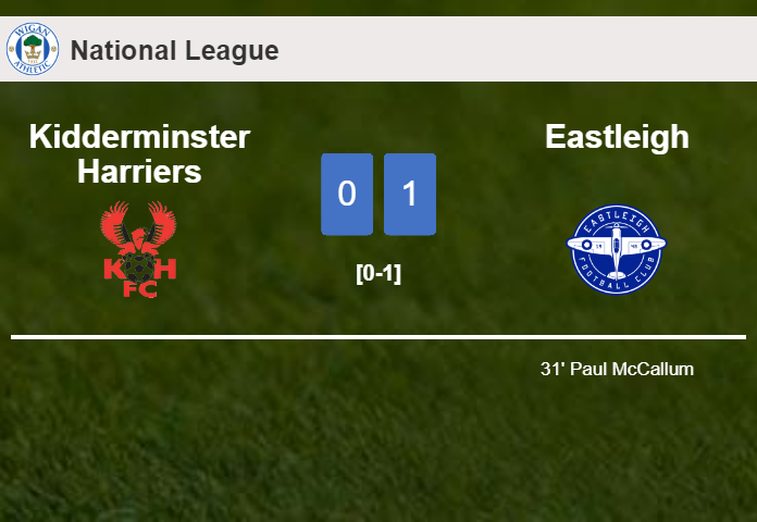 Eastleigh conquers Kidderminster Harriers 1-0 with a goal scored by P. McCallum