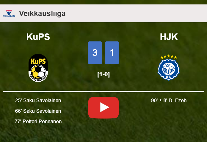 KuPS conquers HJK 3-1. HIGHLIGHTS