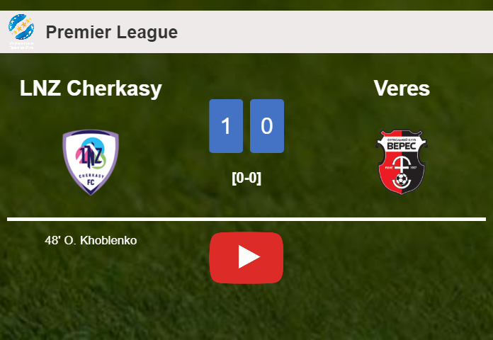 LNZ Cherkasy prevails over Veres 1-0 with a goal scored by O. Khoblenko. HIGHLIGHTS
